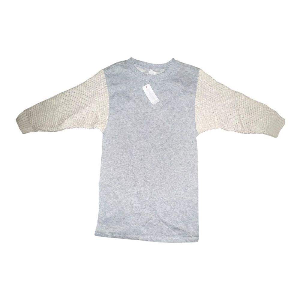 Gymboree Cozy Heather Gray Ivory Sweater Sleeve Sweatshirt Dress Small NWT